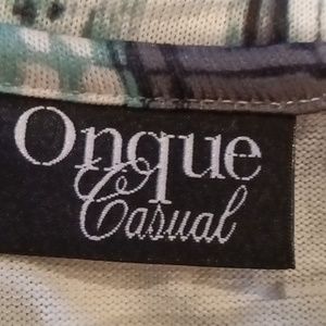 NWT Onque beige/brown/green 3/4 sleeve blouse w rhinestones Size 1X